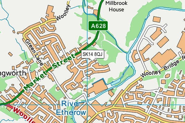 SK14 8QJ map - OS VectorMap District (Ordnance Survey) SK14 8QJ map - OS VectorMap District (Ordnance Survey)