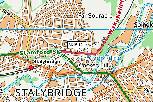 SK15 1AJ map - OS VectorMap District (Ordnance Survey)