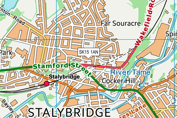 SK15 1AN map - OS VectorMap District (Ordnance Survey)