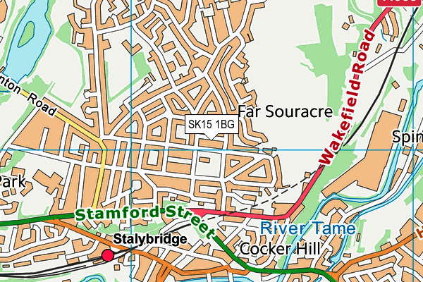 SK15 1BG map - OS VectorMap District (Ordnance Survey)