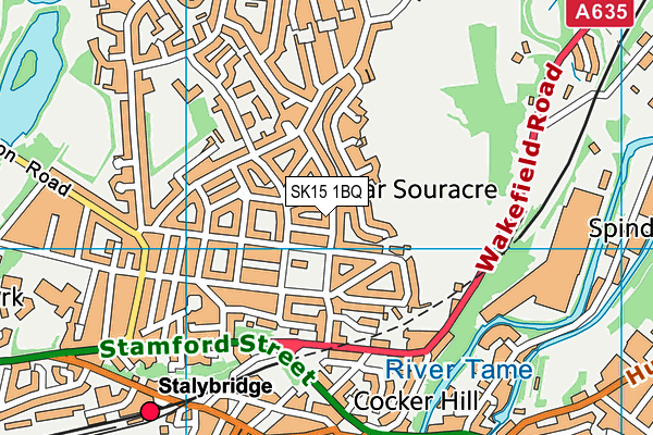 SK15 1BQ map - OS VectorMap District (Ordnance Survey)