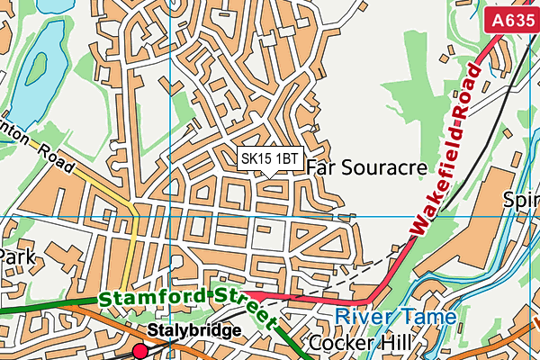 SK15 1BT map - OS VectorMap District (Ordnance Survey)