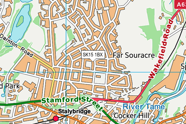 SK15 1BX map - OS VectorMap District (Ordnance Survey)