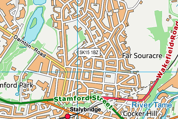 SK15 1BZ map - OS VectorMap District (Ordnance Survey)