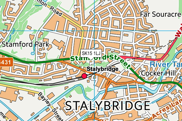 SK15 1LJ map - OS VectorMap District (Ordnance Survey)