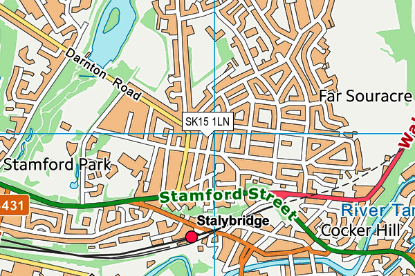 SK15 1LN map - OS VectorMap District (Ordnance Survey) SK15 1LN map - OS VectorMap District (Ordnance Survey)