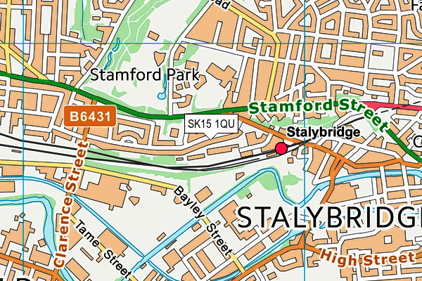 SK15 1QU map - OS VectorMap District (Ordnance Survey)