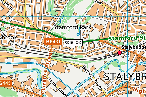 SK15 1QX map - OS VectorMap District (Ordnance Survey)