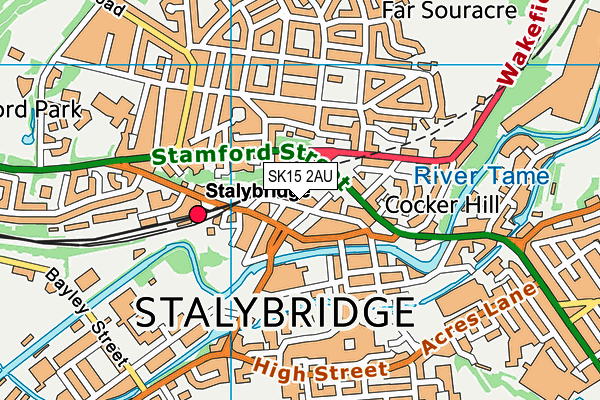 SK15 2AU map - OS VectorMap District (Ordnance Survey)
