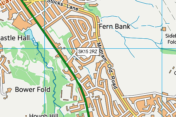 SK15 2RZ map - OS VectorMap District (Ordnance Survey)