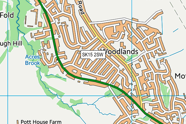 SK15 2SW map - OS VectorMap District (Ordnance Survey)