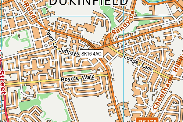 SK16 4AQ map - OS VectorMap District (Ordnance Survey)