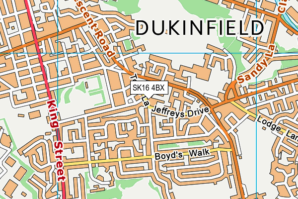 SK16 4BX map - OS VectorMap District (Ordnance Survey)