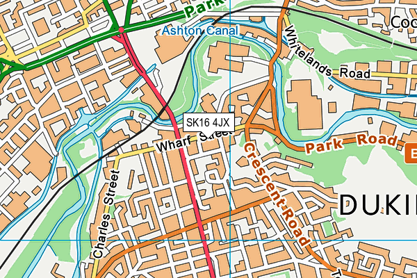 SK16 4JX map - OS VectorMap District (Ordnance Survey)