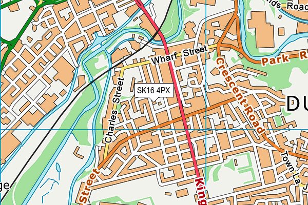 SK16 4PX map - OS VectorMap District (Ordnance Survey)