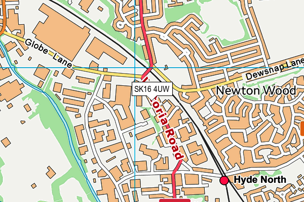 SK16 4UW map - OS VectorMap District (Ordnance Survey)
