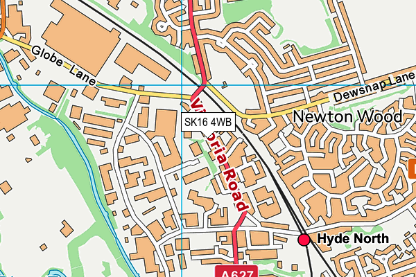 SK16 4WB map - OS VectorMap District (Ordnance Survey)