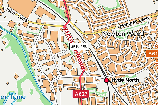 SK16 4XU map - OS VectorMap District (Ordnance Survey)