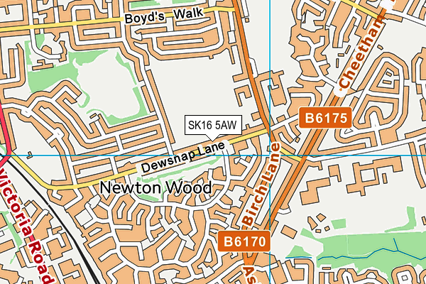 SK16 5AW map - OS VectorMap District (Ordnance Survey)
