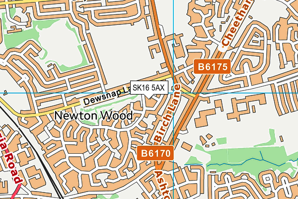 SK16 5AX map - OS VectorMap District (Ordnance Survey)