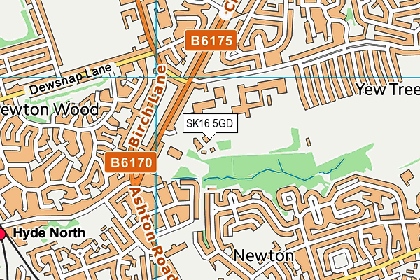 SK16 5GD map - OS VectorMap District (Ordnance Survey)