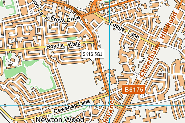 SK16 5GJ map - OS VectorMap District (Ordnance Survey)