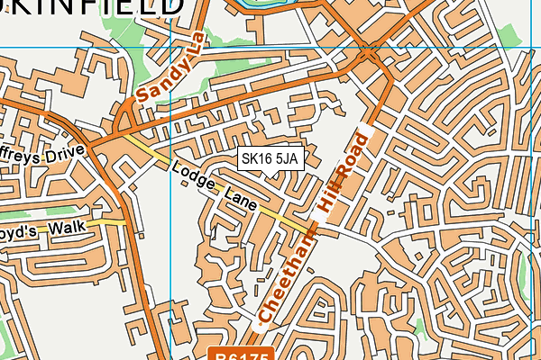 SK16 5JA map - OS VectorMap District (Ordnance Survey)