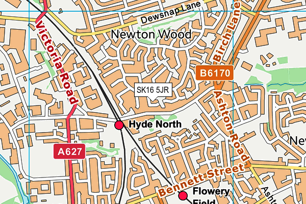 SK16 5JR map - OS VectorMap District (Ordnance Survey)
