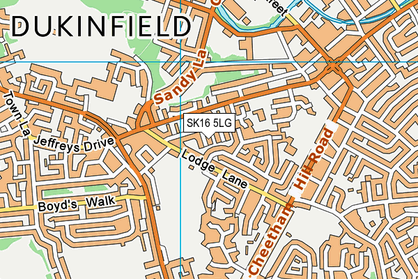 SK16 5LG map - OS VectorMap District (Ordnance Survey)
