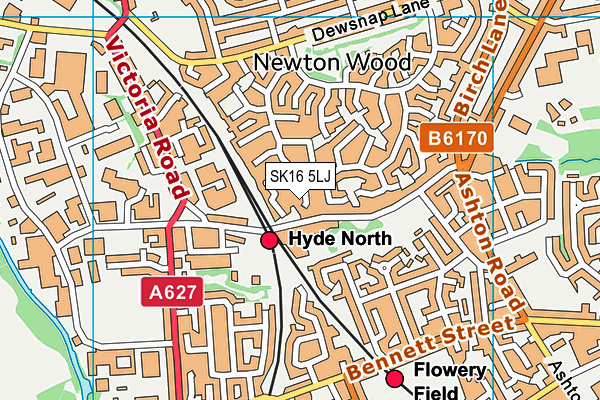 SK16 5LJ map - OS VectorMap District (Ordnance Survey)
