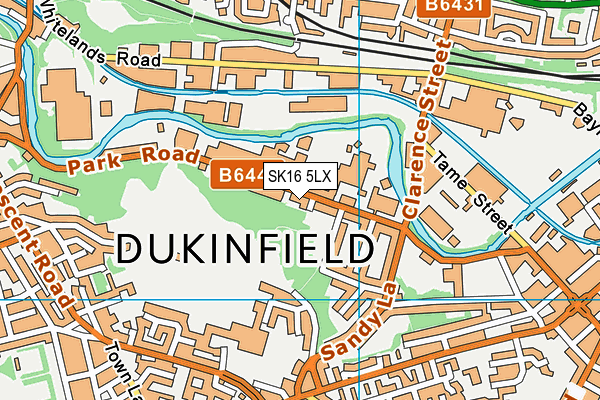 SK16 5LX map - OS VectorMap District (Ordnance Survey)