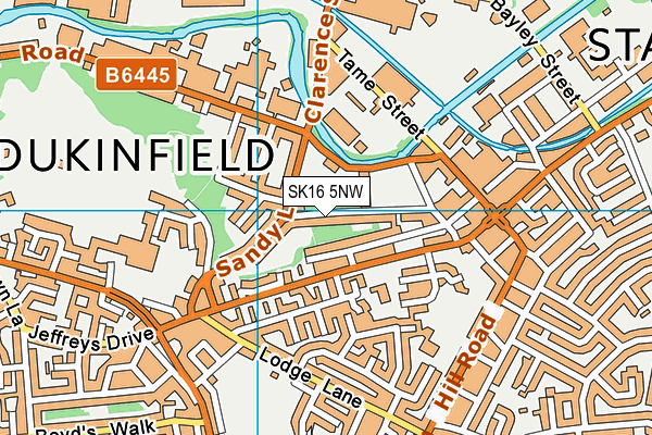 SK16 5NW map - OS VectorMap District (Ordnance Survey)