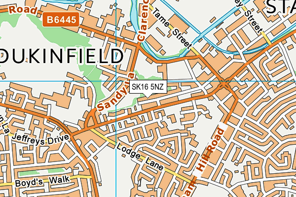 SK16 5NZ map - OS VectorMap District (Ordnance Survey)