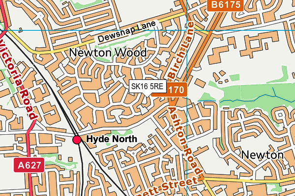 SK16 5RE map - OS VectorMap District (Ordnance Survey)