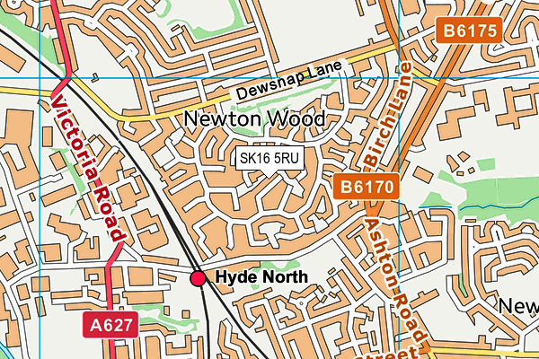 SK16 5RU map - OS VectorMap District (Ordnance Survey)