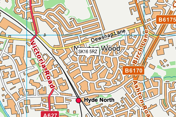 SK16 5RZ map - OS VectorMap District (Ordnance Survey)