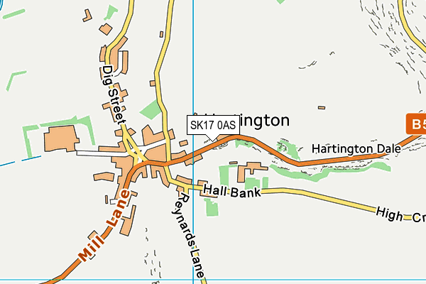 SK17 0AS map - OS VectorMap District (Ordnance Survey)