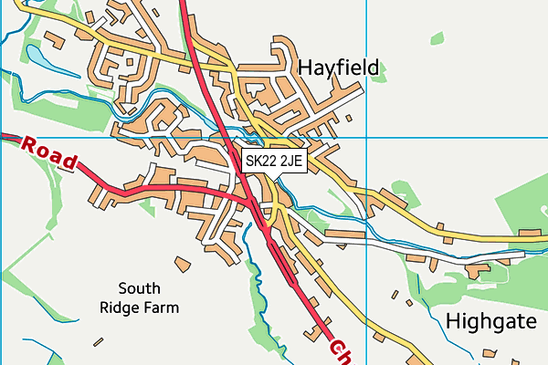 SK22 2JE map - OS VectorMap District (Ordnance Survey)