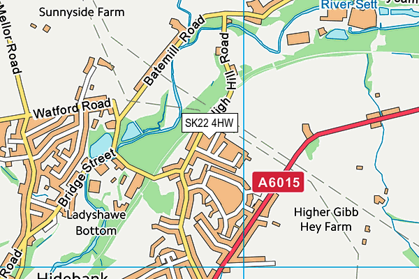 SK22 4HW map - OS VectorMap District (Ordnance Survey)