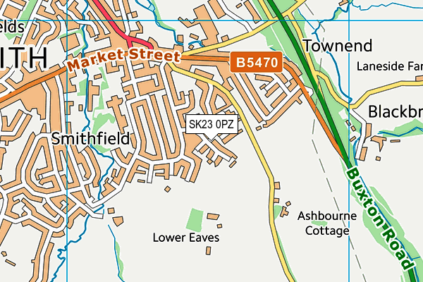 SK23 0PZ map - OS VectorMap District (Ordnance Survey)