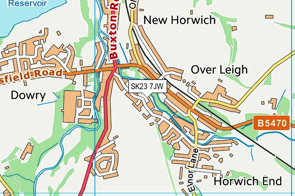 SK23 7JW map - OS VectorMap District (Ordnance Survey)