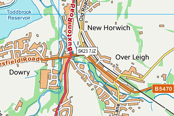 SK23 7JZ map - OS VectorMap District (Ordnance Survey)