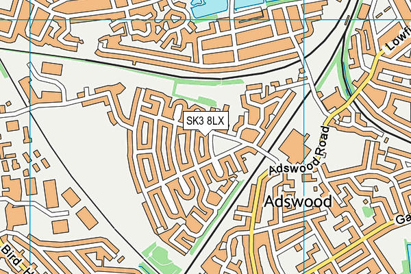 SK3 8LX map - OS VectorMap District (Ordnance Survey)