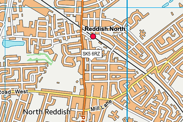 SK5 6RZ map - OS VectorMap District (Ordnance Survey)