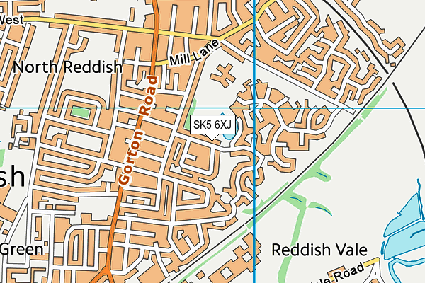 SK5 6XJ map - OS VectorMap District (Ordnance Survey)