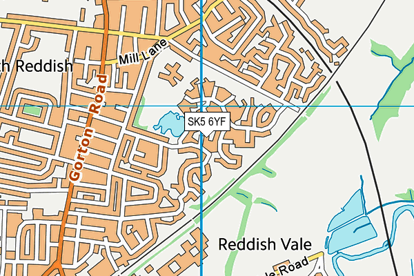 SK5 6YF map - OS VectorMap District (Ordnance Survey)