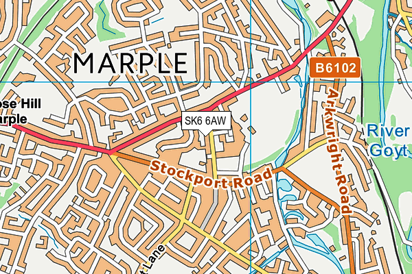 SK6 6AW map - OS VectorMap District (Ordnance Survey)