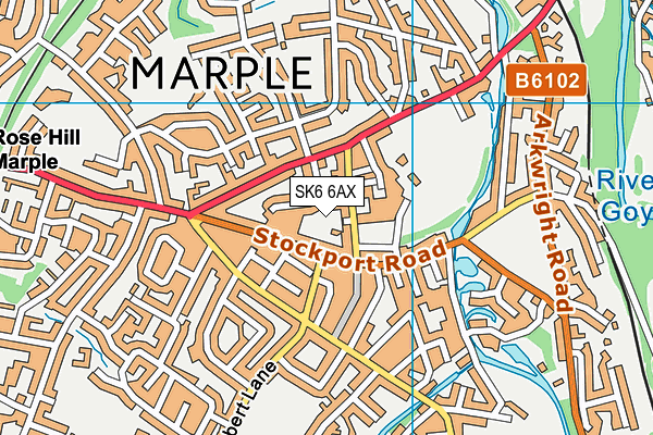 SK6 6AX map - OS VectorMap District (Ordnance Survey)