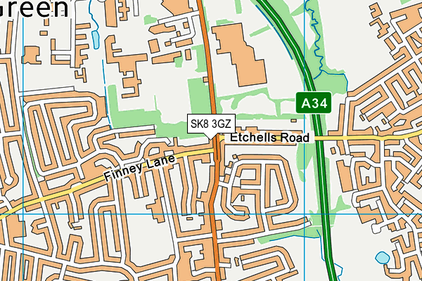 SK8 3GZ map - OS VectorMap District (Ordnance Survey)