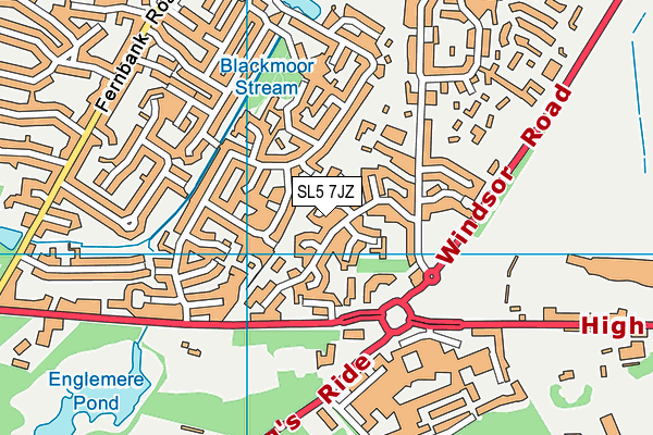 SL5 7JZ map - OS VectorMap District (Ordnance Survey) SL5 7JZ map - OS VectorMap District (Ordnance Survey)